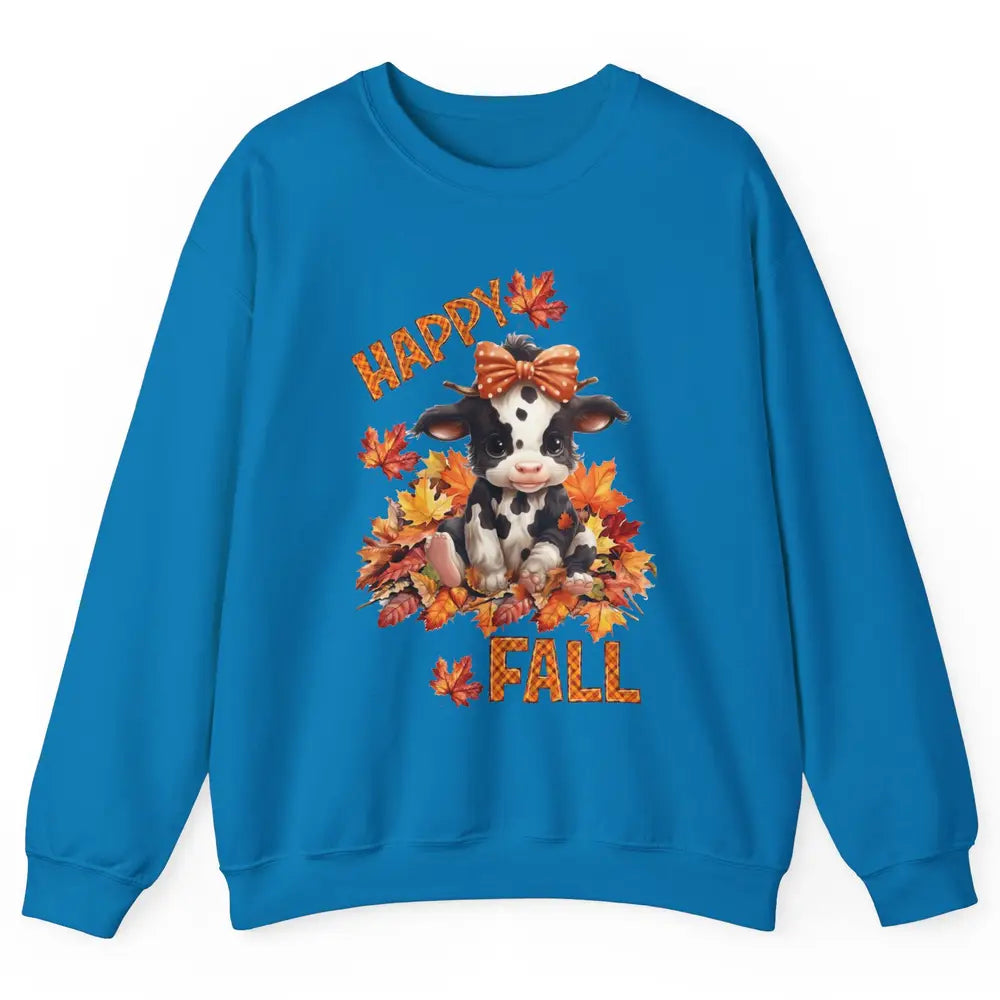 Cute Baby Cow Bandana Hay Fall Pumpkin Thanksgiving Autumn Unisex Crewneck Sweatshirt