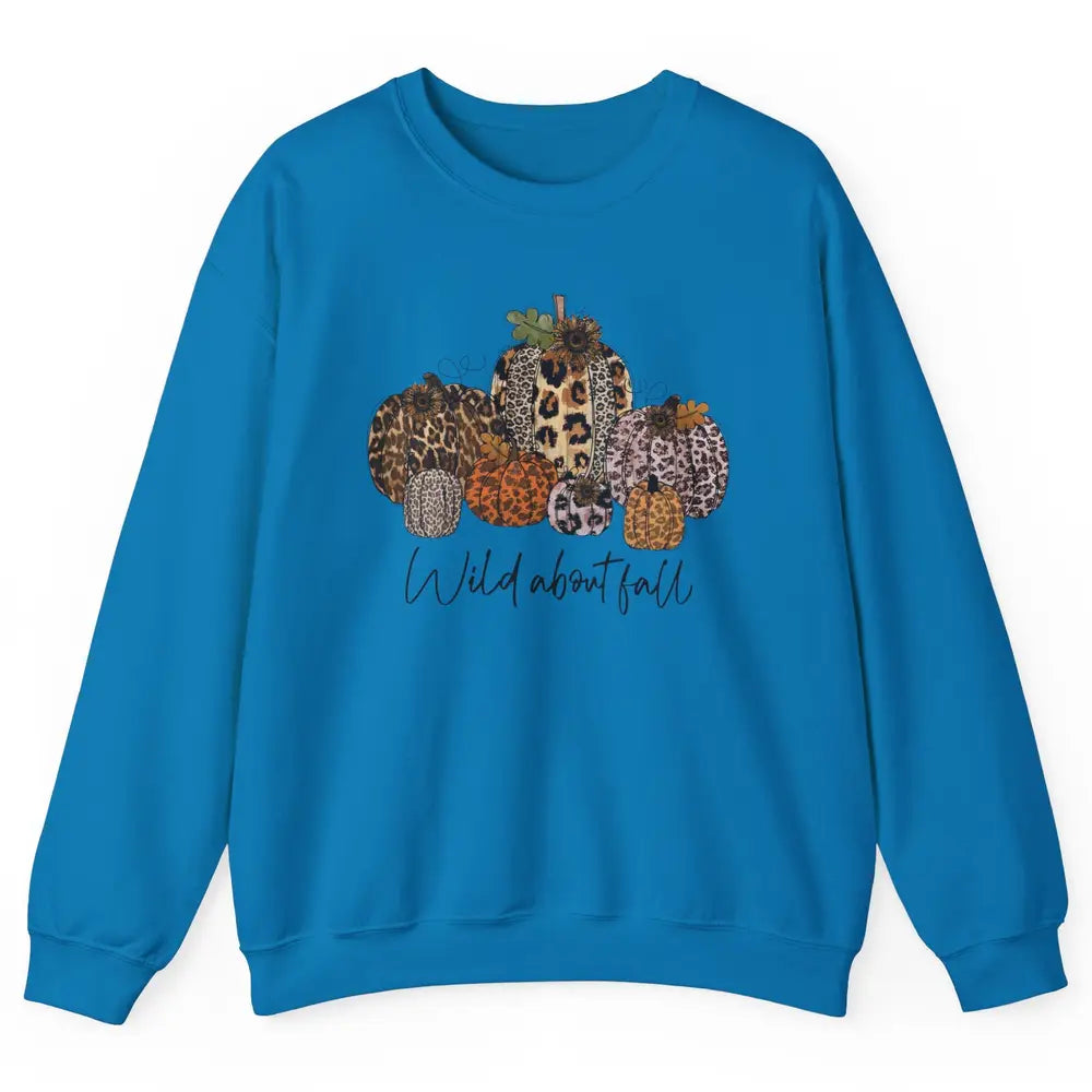 Leopard Pumpkin Patch Wild About Fall Thanksgiving Halloween Unisex Crewneck Sweatshirt