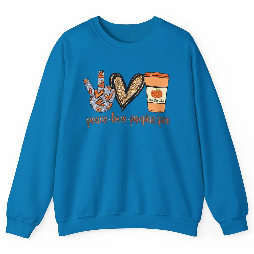 Peace Love Fall Pumpkin Spice Fall Halloween Thanksgiving Unisex Crewneck Sweatshirt