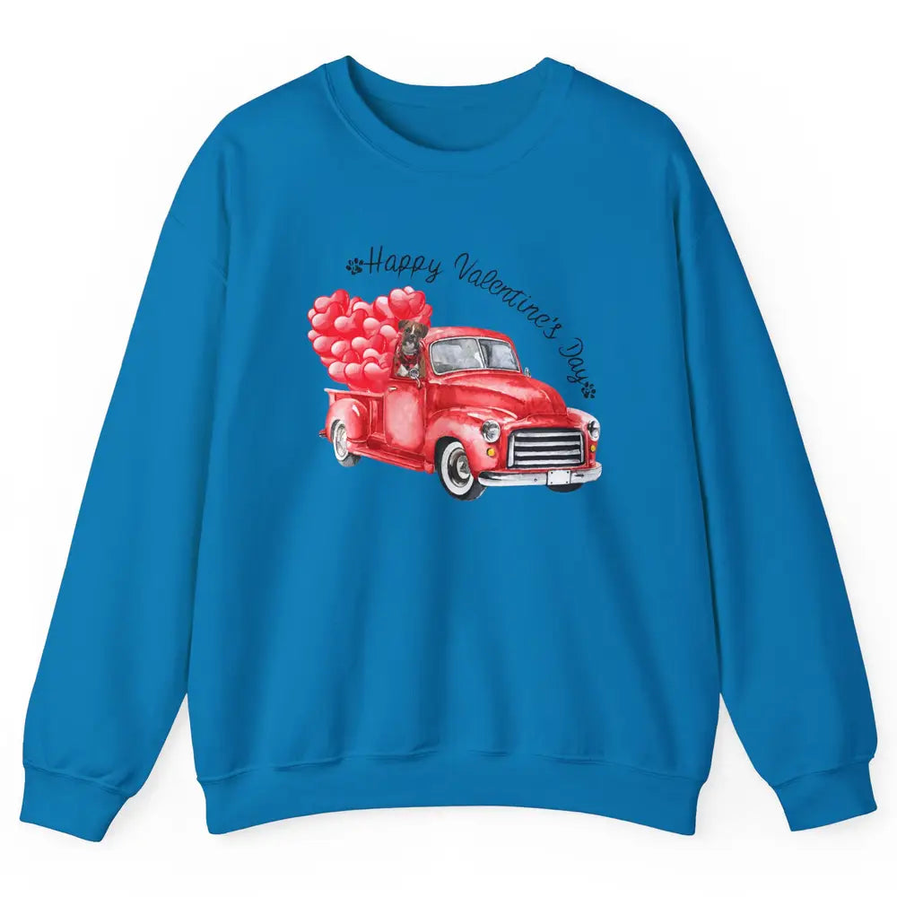 Boxer On Heart Truck Happy Valentines Day Boxer Dog Lovers Unisex Crewneck Sweatshirt