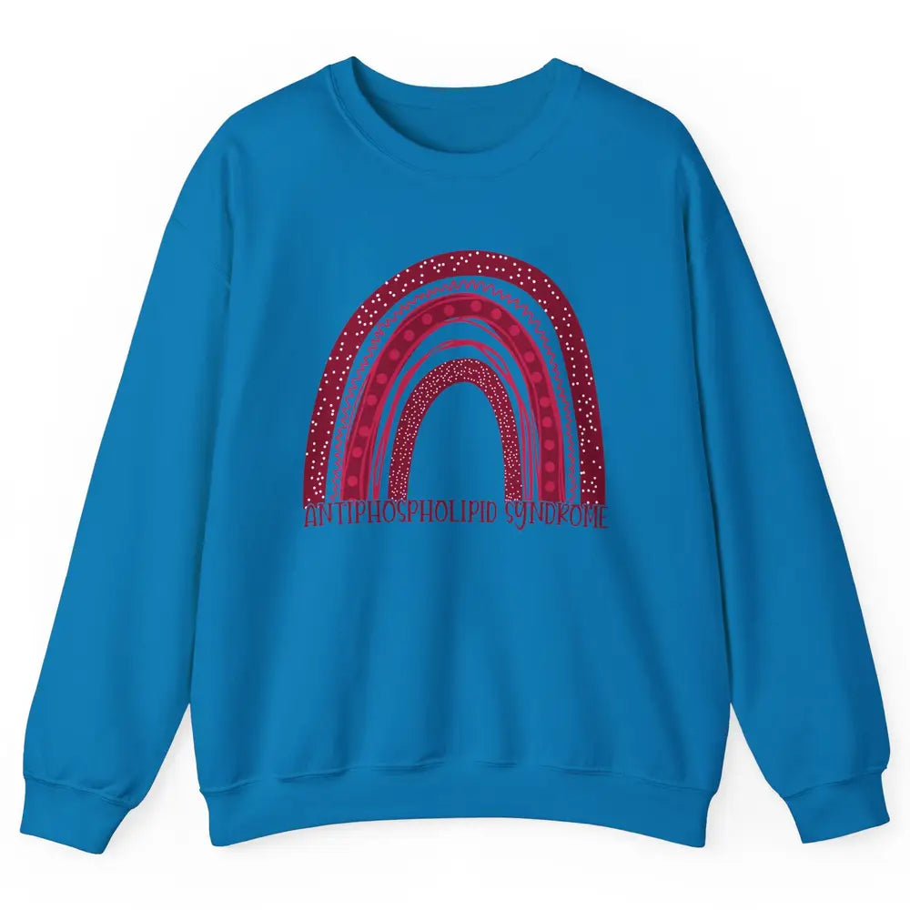 Antiphospholipid Syndrome Awareness APS Burgundy Rainbow Unisex Crewneck Sweatshirt