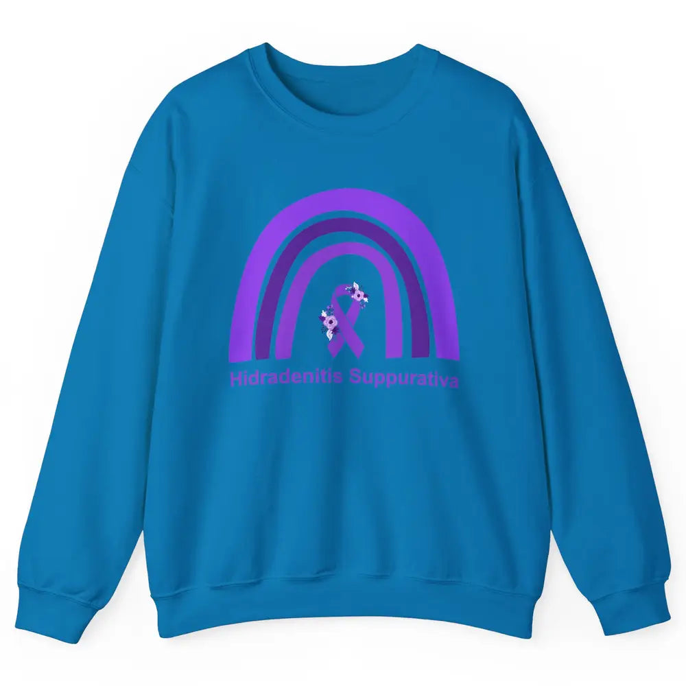 Small Fiber Neuropathy Awareness Floral Purple Rainbow Unisex Crewneck Sweatshirt