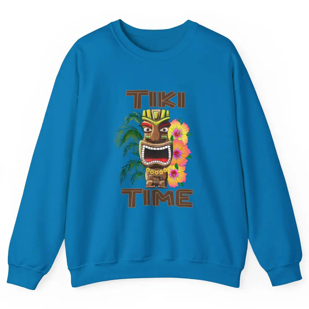 Aloha Flower Luau Tiki Time Hawaii Palm Tree Paradise Beach Unisex Crewneck Sweatshirt