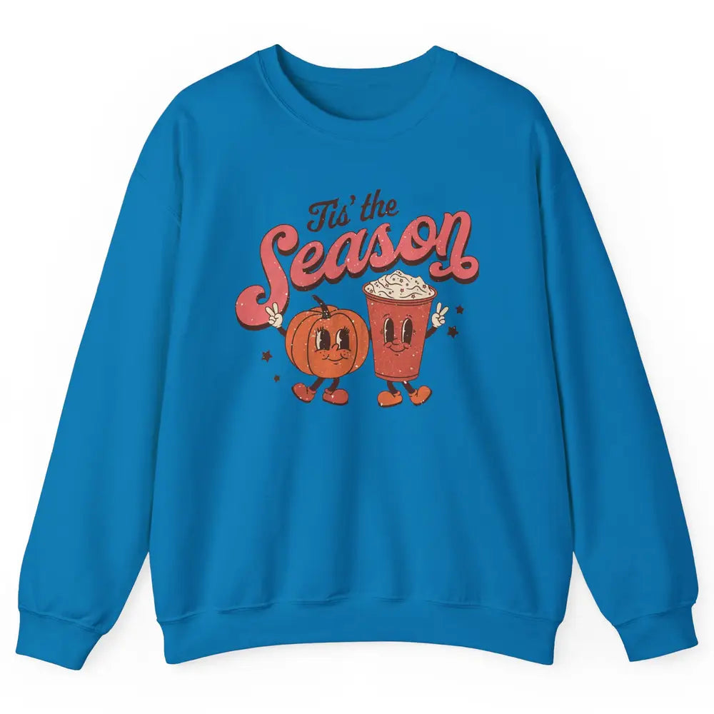 Retro Pumpkin Spice Fall Tis The Season Autumn Thanksgiving Unisex Crewneck Sweatshirt