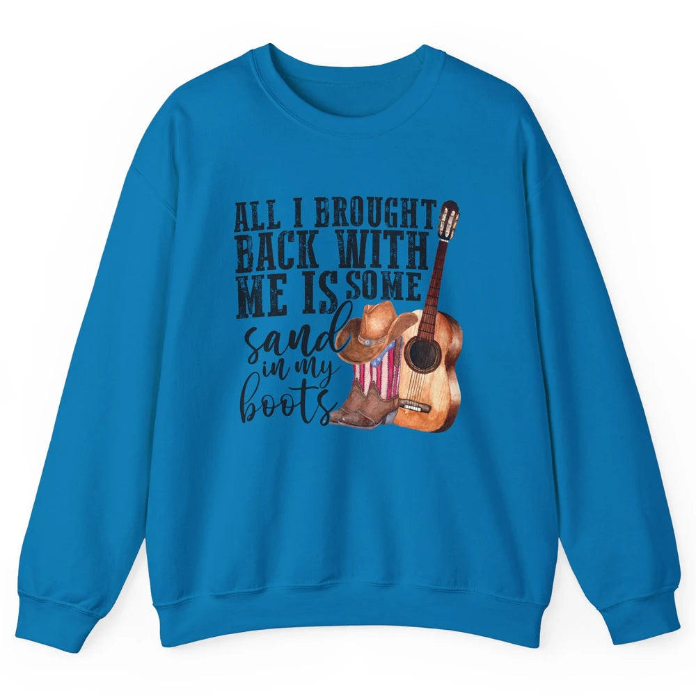 Retro Sand In My Boots Western Cowgirl Cowboy Boots Guitar Unisex Crewneck Sweatshirt