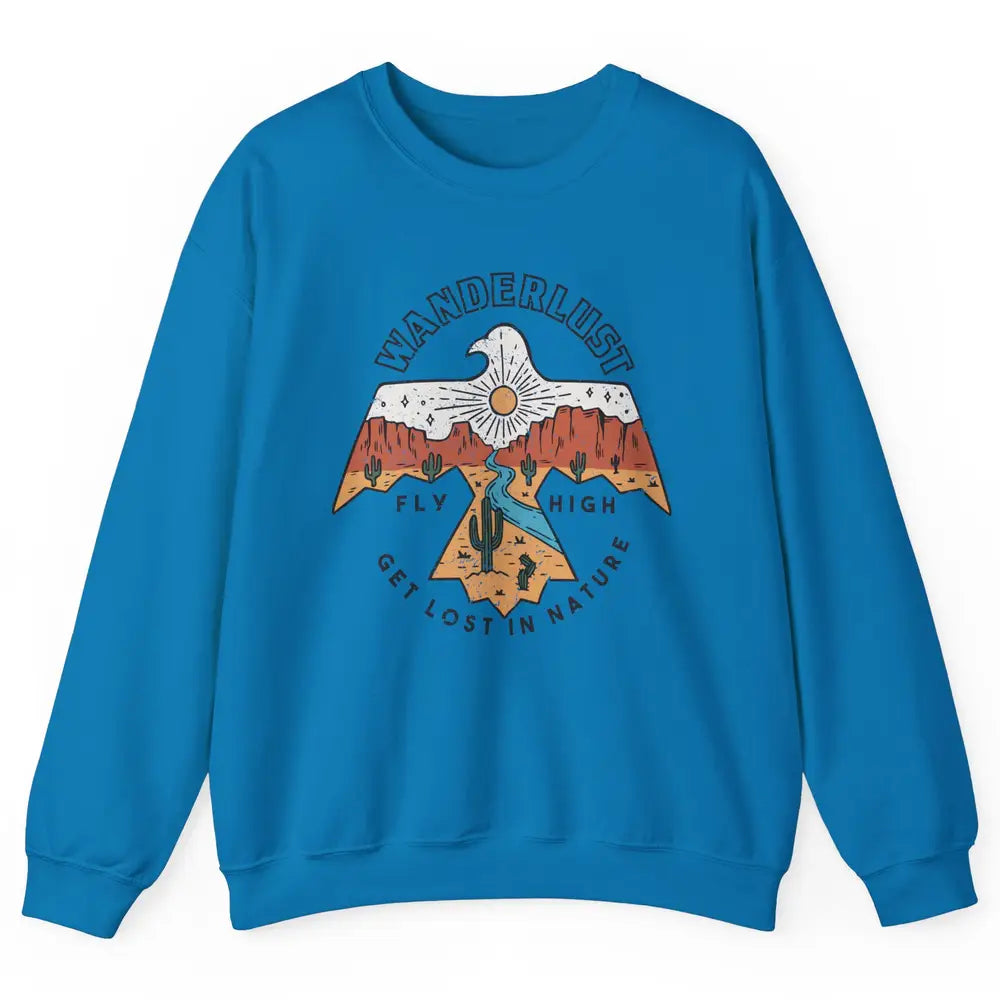 Vintage Eagle Desert Wanderlust Get Lost In Nature Outdoor Unisex Crewneck Sweatshirt