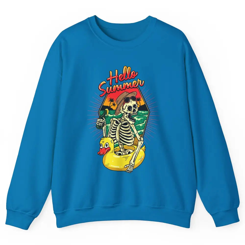 Summer Vibes Skeleton Funny Skeleton On Beach Sunset Unisex Crewneck Sweatshirt