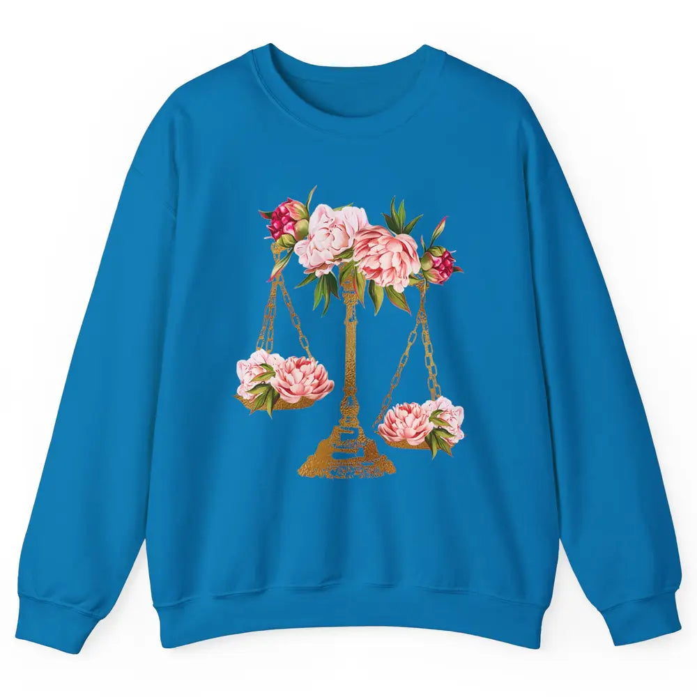 Wildflowers Lawyer Office Scales Decor Justice Law School Unisex Crewneck Sweatshirt