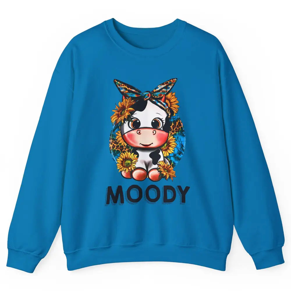 Sunflower Baby Cow Moody Highland Cow Heifer Western Cattle Unisex Crewneck Sweatshirt