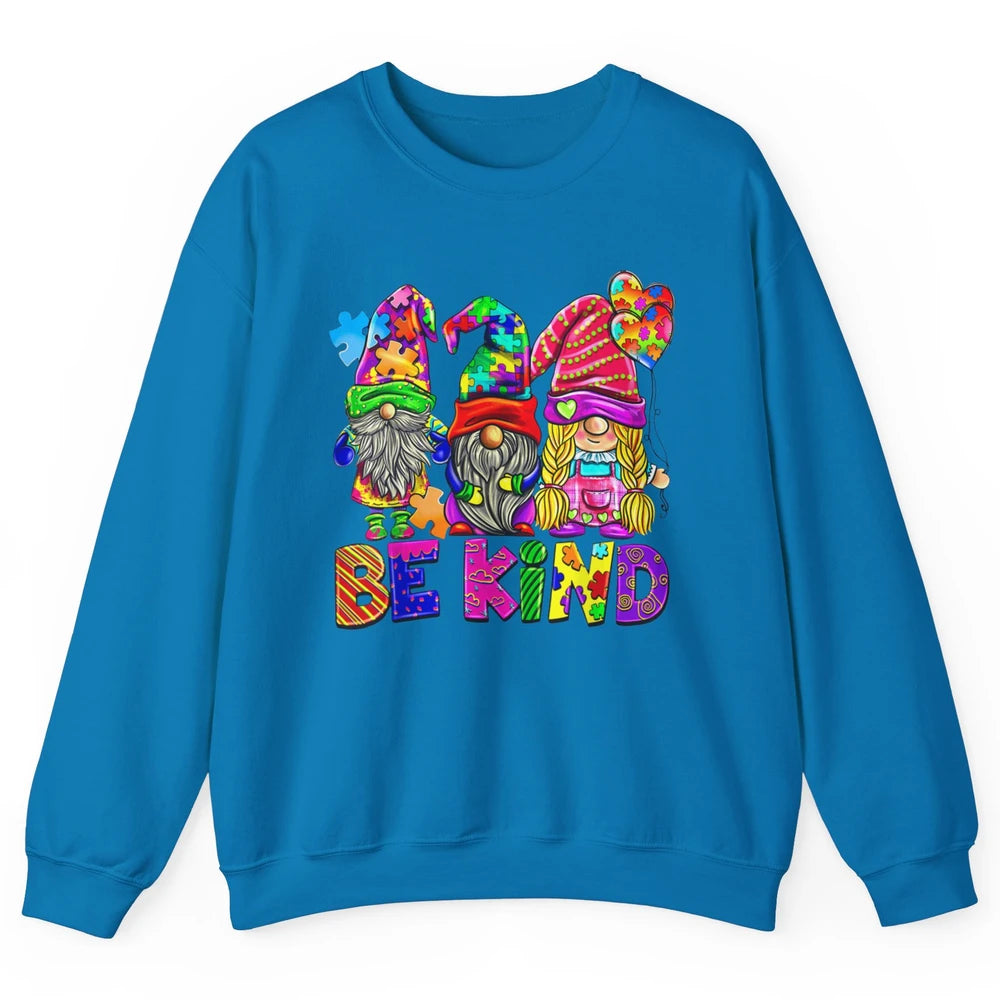 Be Kind Gnome Autism Awareness Month Autistic Jigsaw Puzzle Unisex Crewneck Sweatshirt