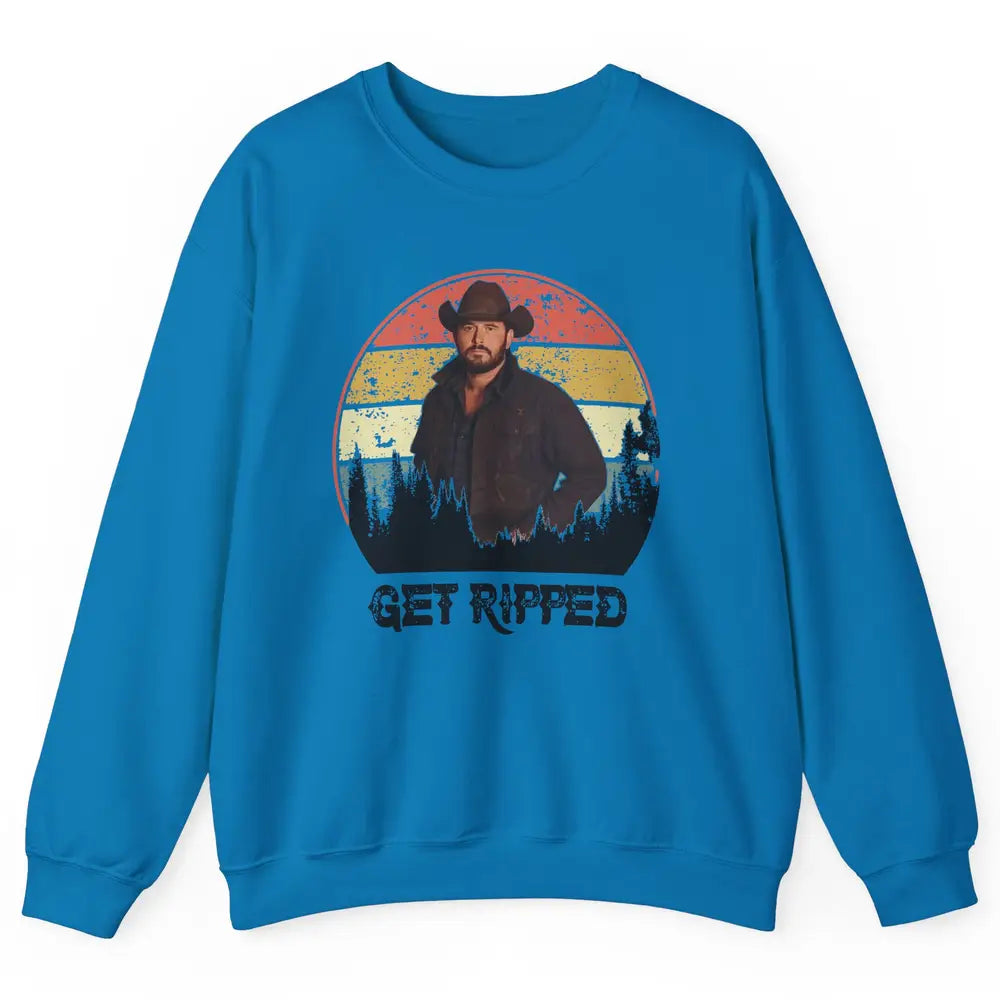 Vintage Cowboy Get Ripped Western Country Music Rodeo Dad Unisex Crewneck Sweatshirt