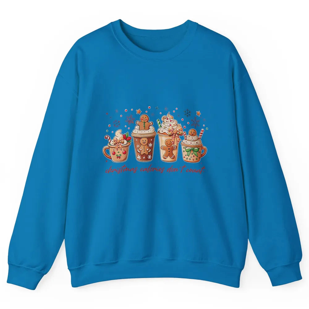 Christmas Calories Not Count Funny Gingerbread Coquette Coffee Xmas Unisex Crewneck Sweatshirt