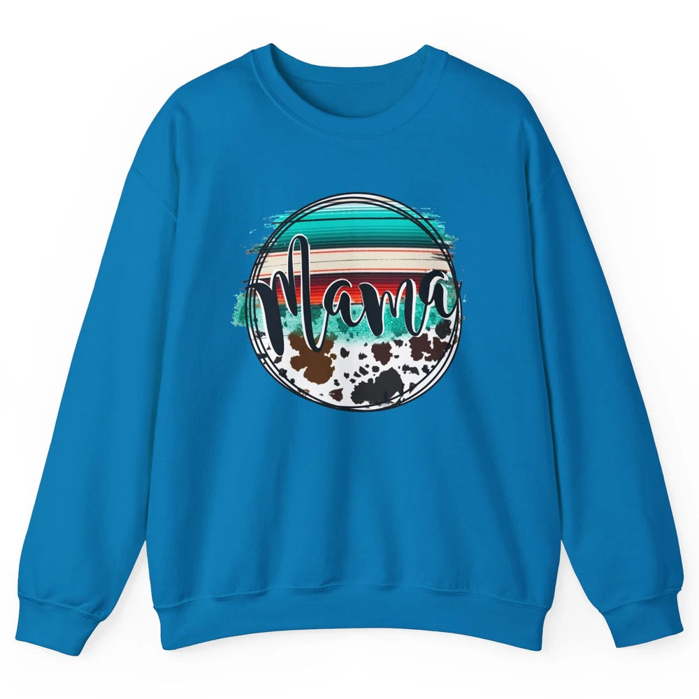 Western Country Boho Mama Cowhide Turquoise Western Mama Unisex Crewneck Sweatshirt