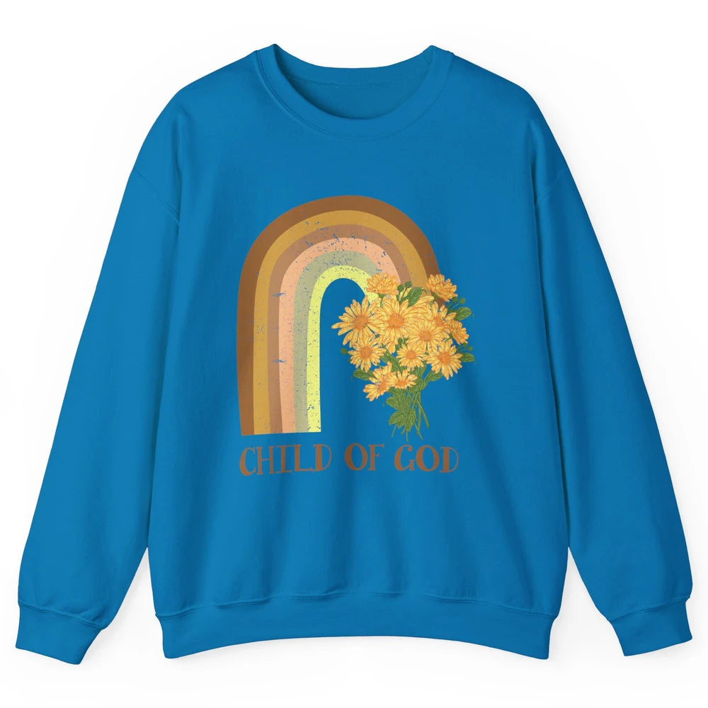 Vintage Sunflower Rainbow Child Of God Christian Religious Unisex Crewneck Sweatshirt