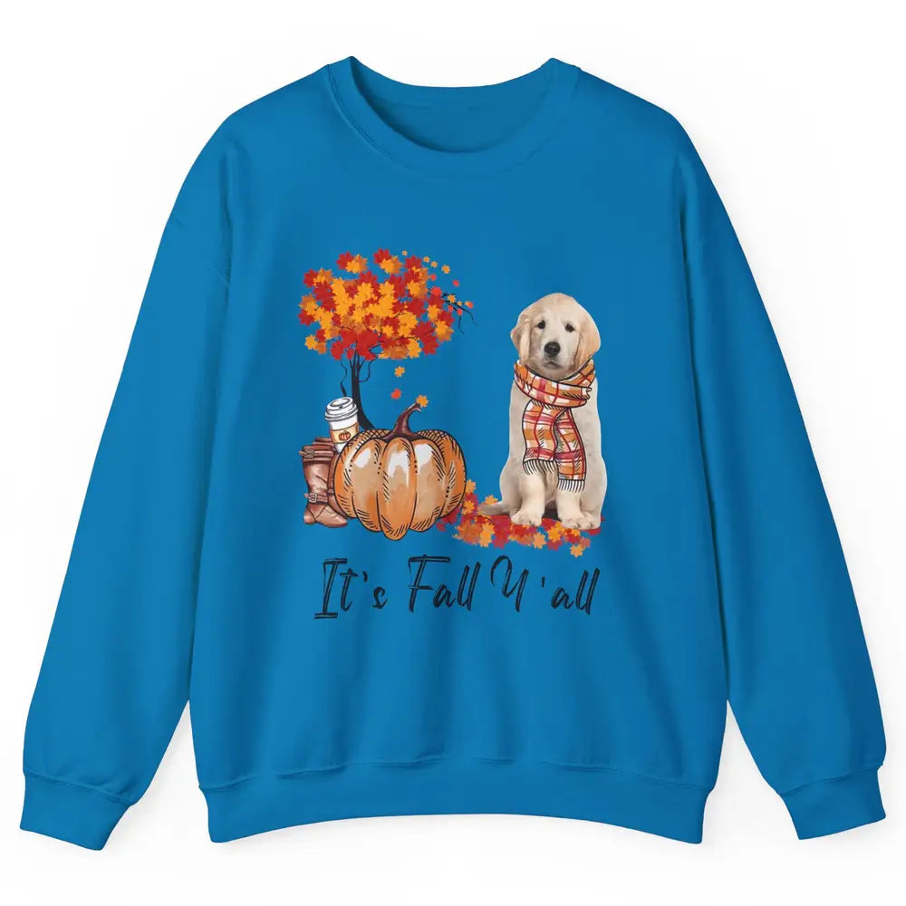 Golden Retriever Pumpkin Happy Fall Yall Autumn Thanksgiving Unisex Crewneck Sweatshirt