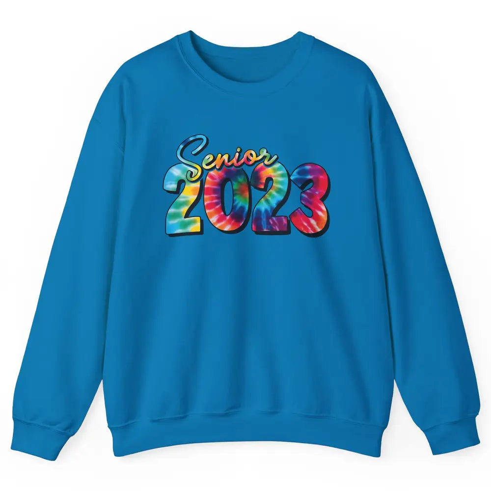 Tie Dye Senior 2023 Class Of 2023 Graduate Bachelor Hat Gift Unisex Crewneck Sweatshirt