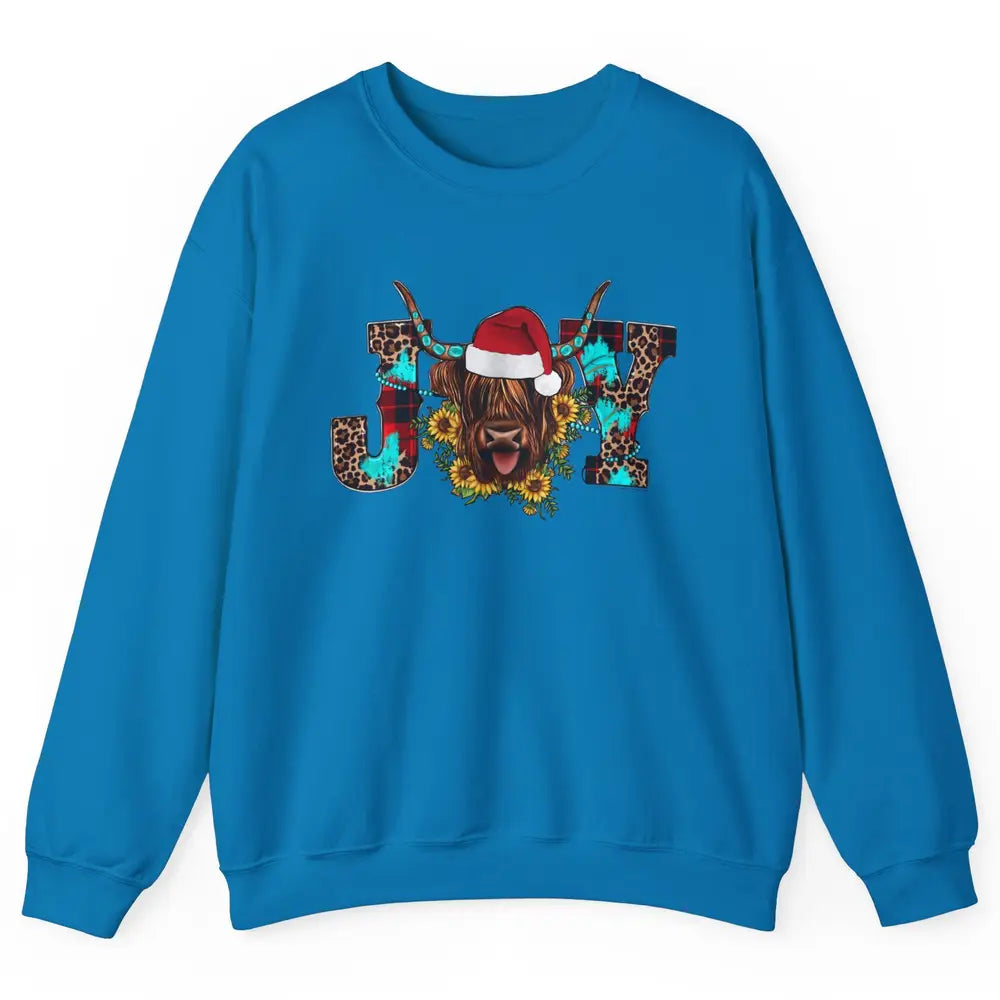 Highland Cow Christmas Joy Heifer Western Country Cowboy Unisex Crewneck Sweatshirt