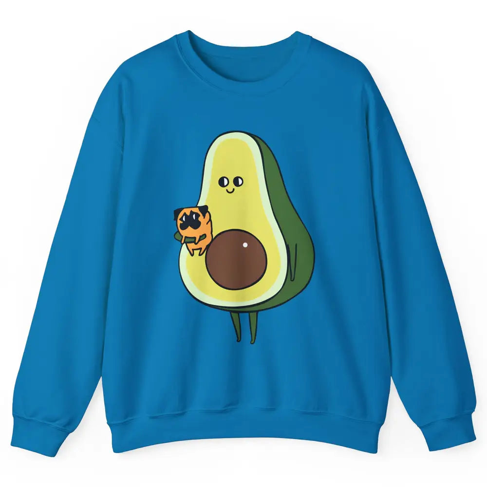 Avocado With Pug Funny Avocado Vegan Pug Lovers Gift Unisex Crewneck Sweatshirt