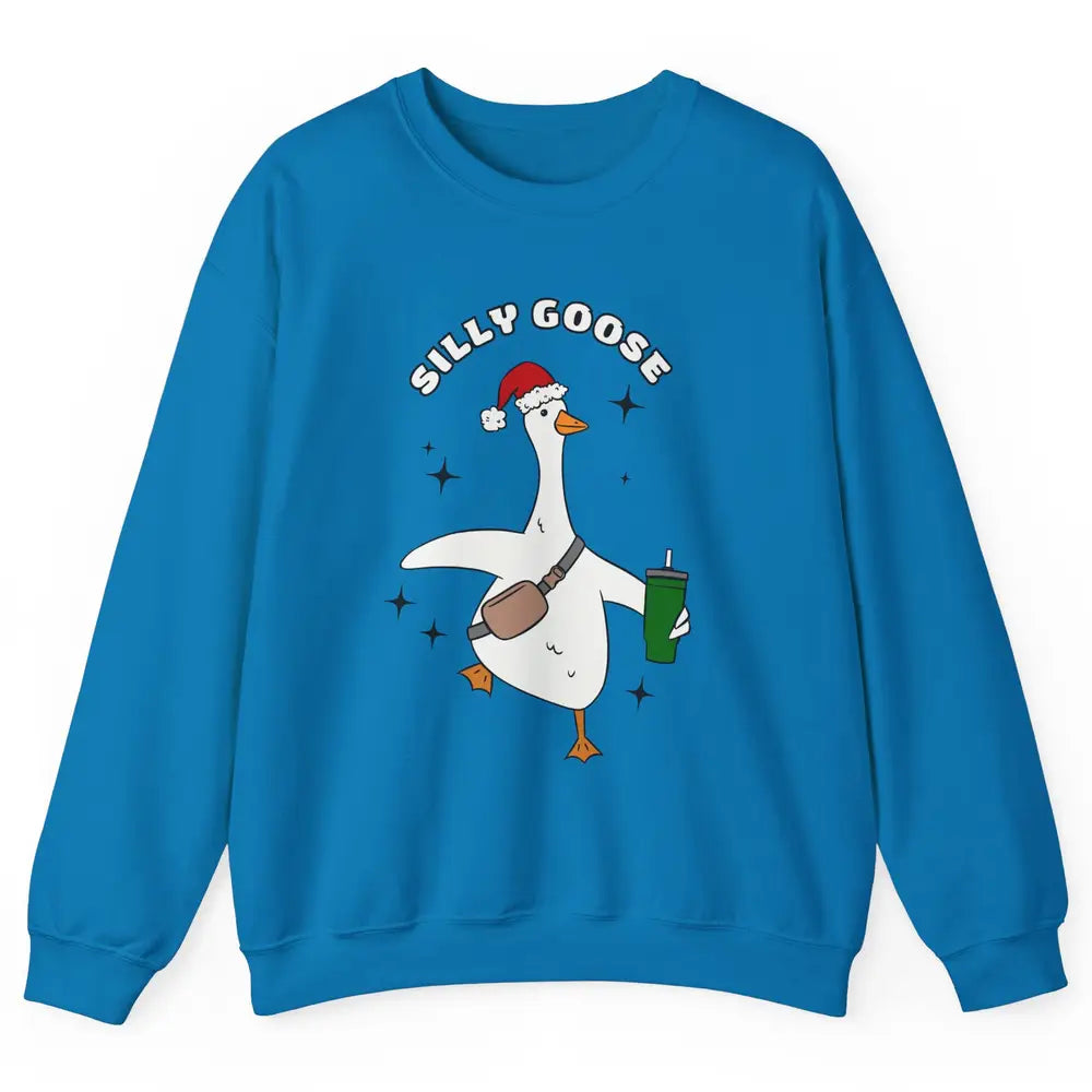 Funny Silly Goose Boojee Christmas Goose Bag And Cup Holiday Unisex Crewneck Sweatshirt