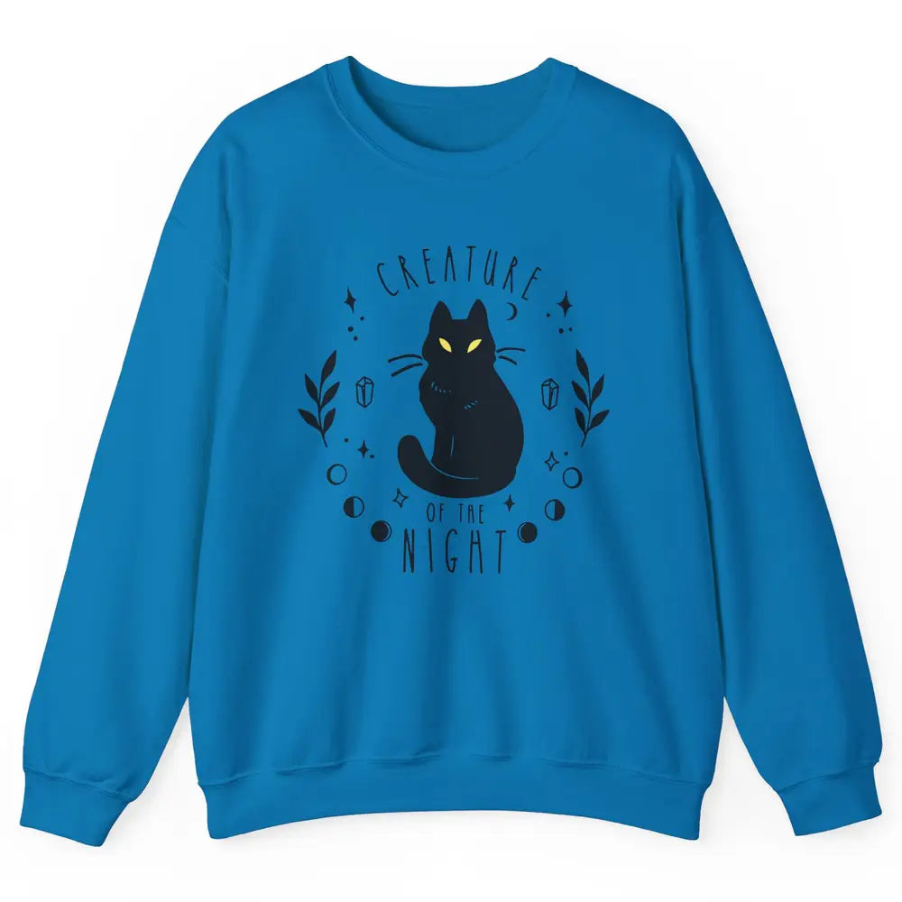 Black Cat Witch Creature Of The Night Halloween Cat Costume Unisex Crewneck Sweatshirt