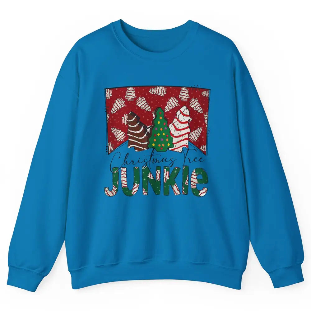 Funny Christmas Tree Cake Junkie Tis The Season Western Xmas Unisex Crewneck Sweatshirt