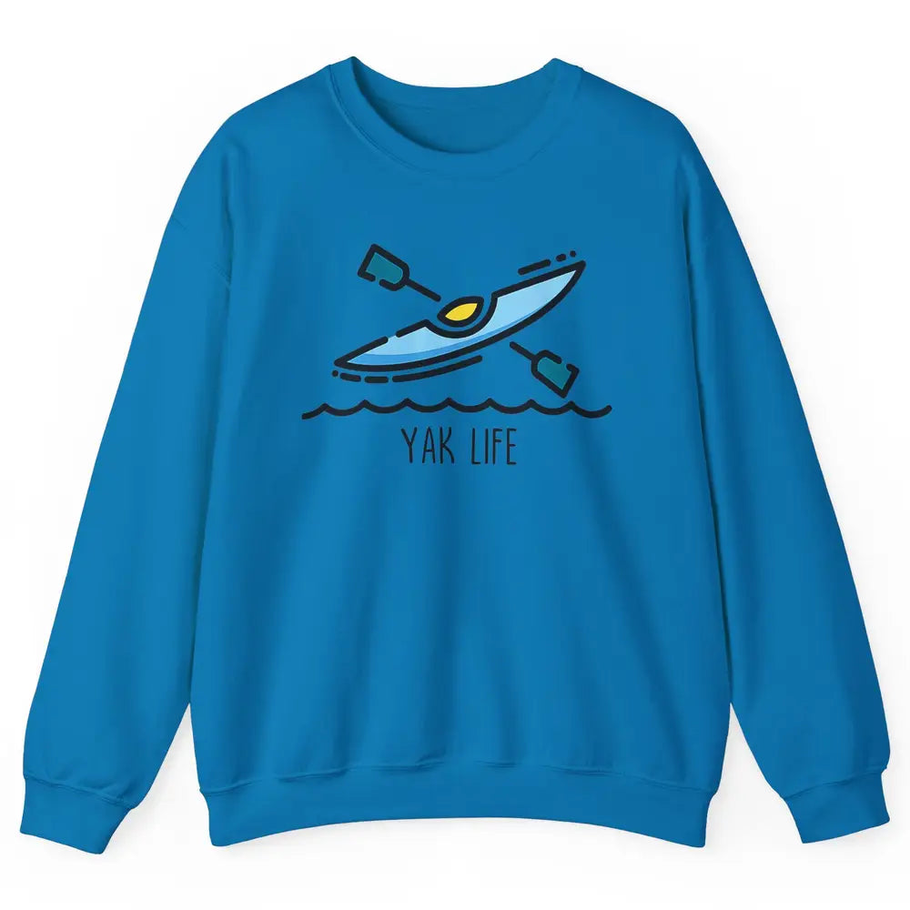 Yak Life Sunset Kayak Kayaking Retro 70s Paddling Outdoor Unisex Crewneck Sweatshirt