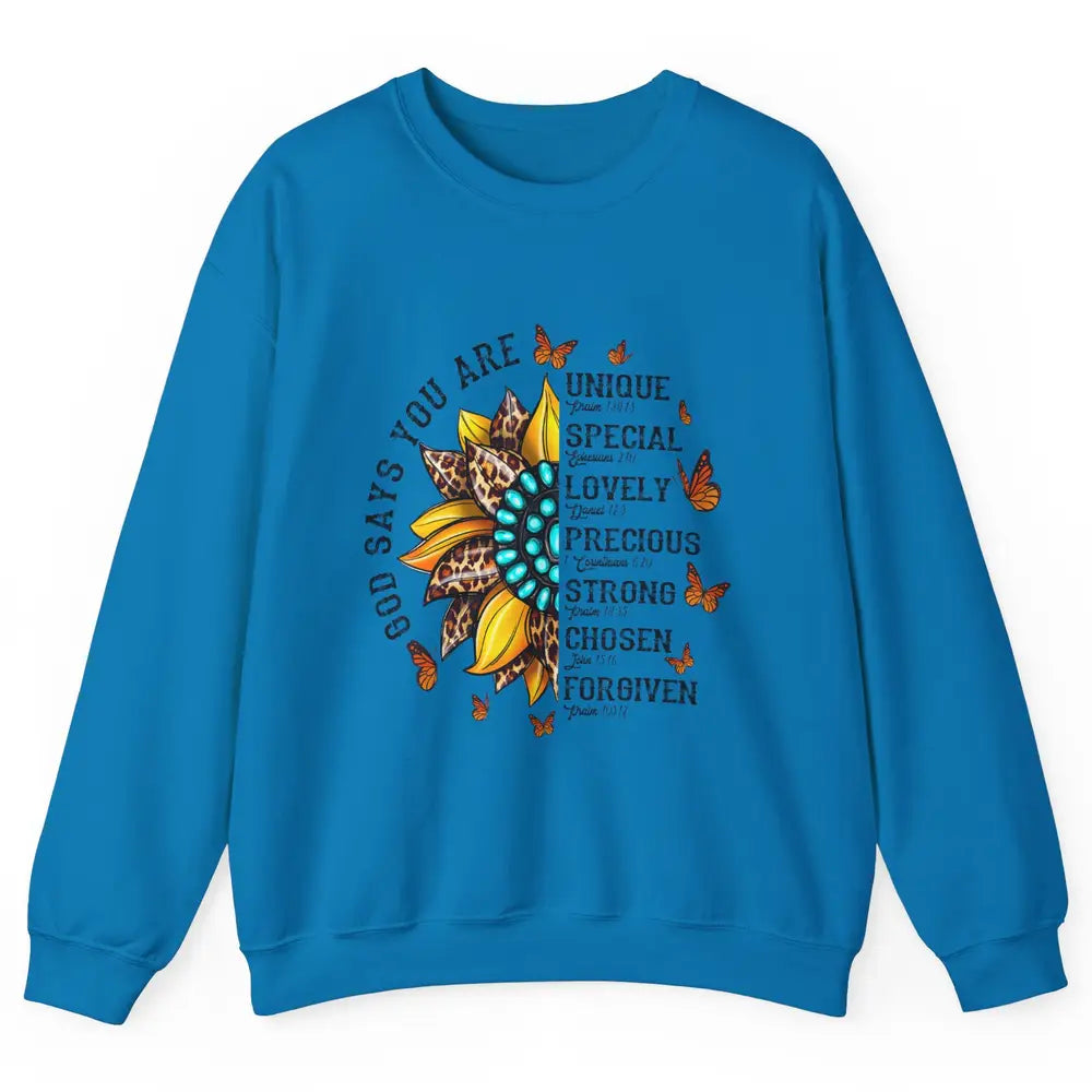 Sunflower Jesus Faith Christian God Bible Verse Religious Unisex Crewneck Sweatshirt