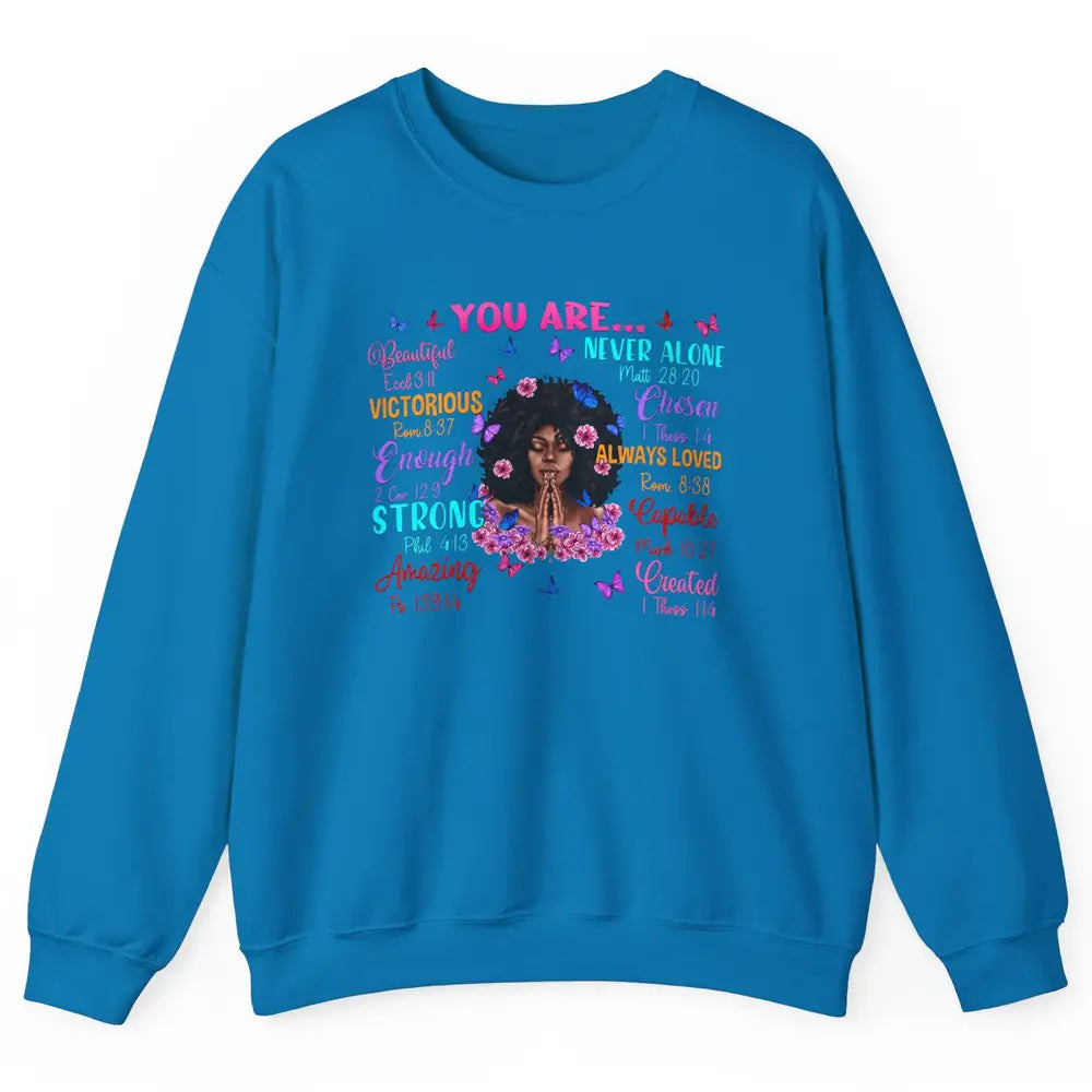 Afro Women Christian God Says I Am Bible Verse Religious Unisex Crewneck Sweatshirt