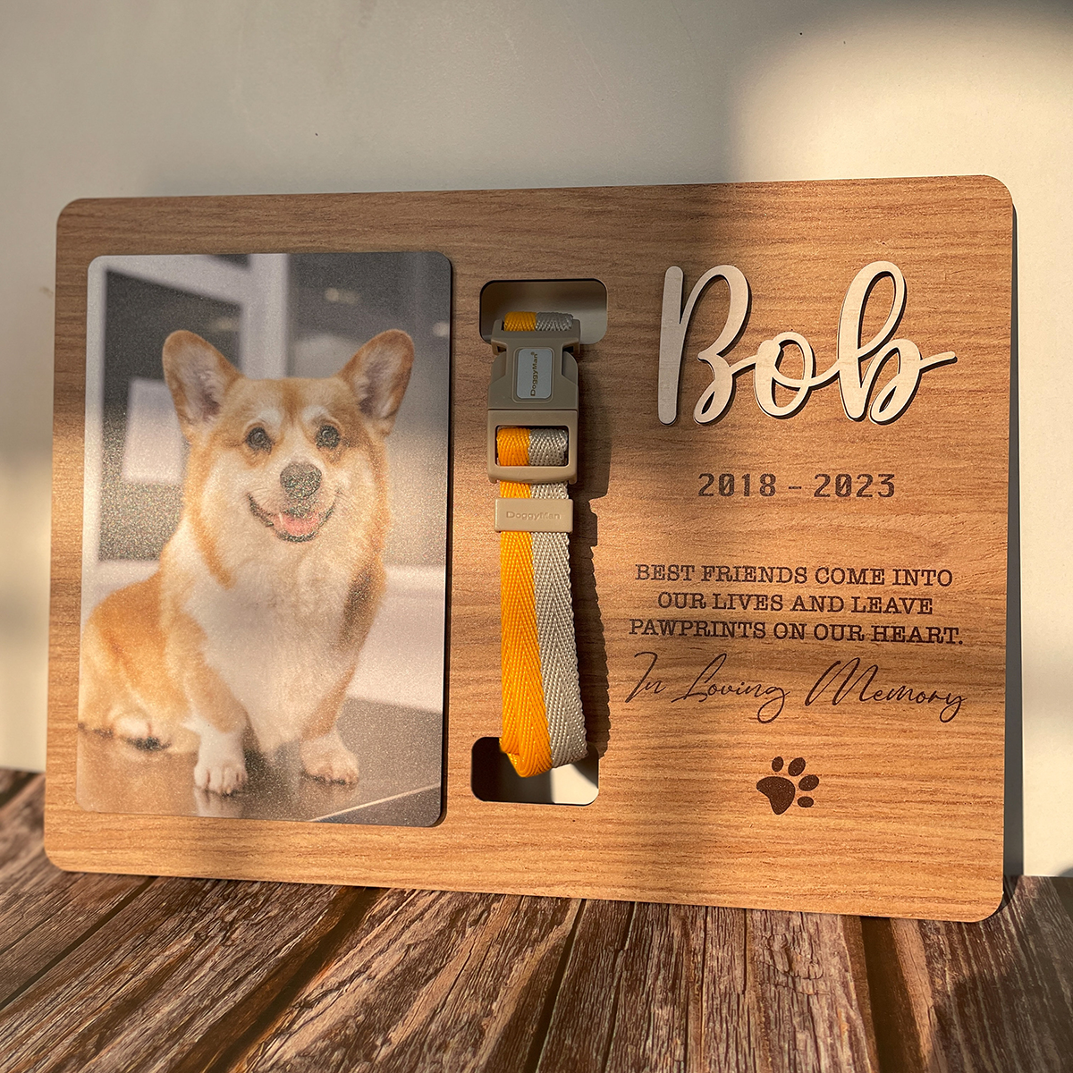 Custom Pet Memorial Collar Wood Sign - Personalized Pet Loss Sympathy Gifts, Memorial Keepsakes