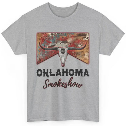 Boho Bull Skull Cow Print Oklahoma Smokeshow Western Country Classic Unisex T-Shirt