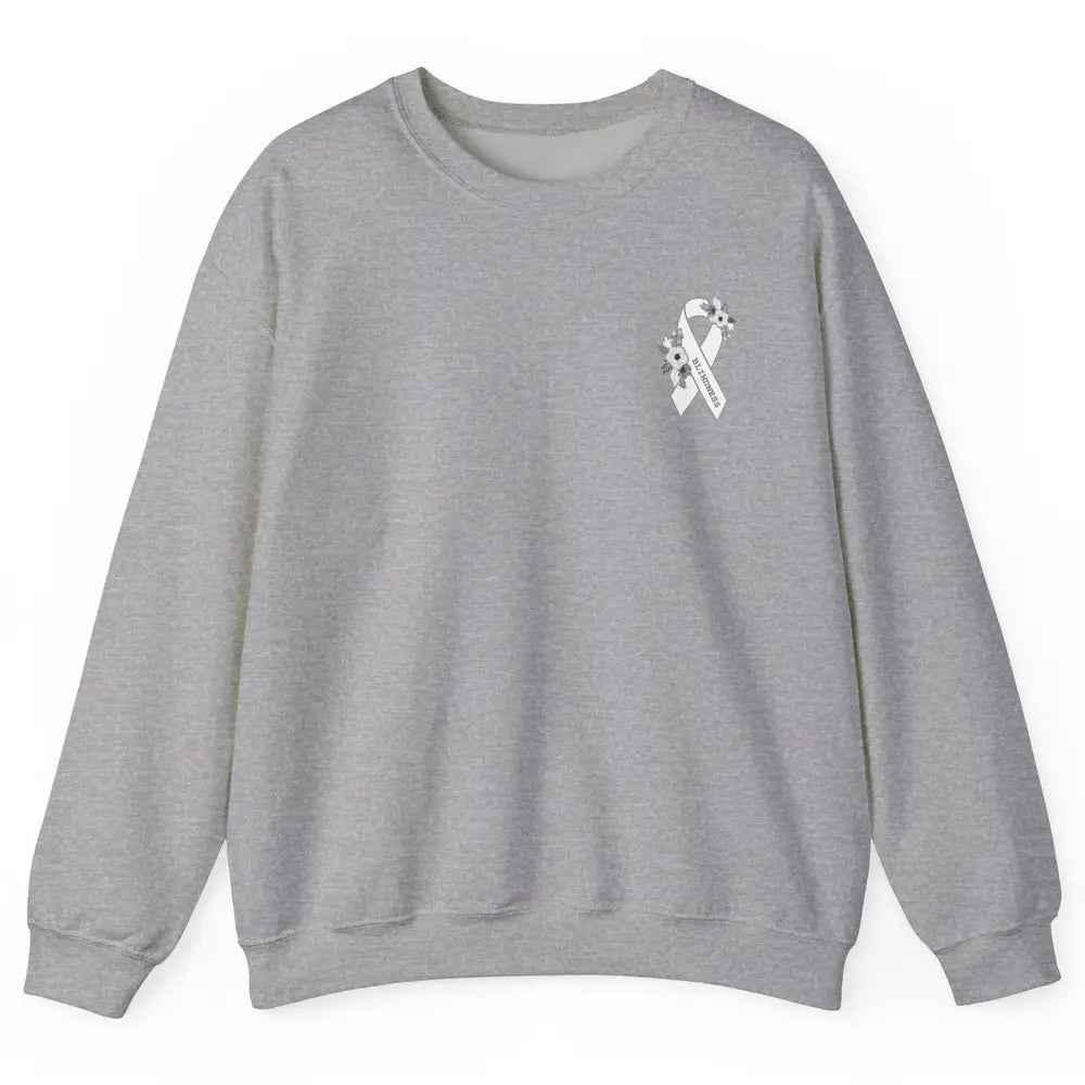 Blindness Awareness Floral White Gray Ribbon Blind Support Unisex Crewneck Sweatshirt