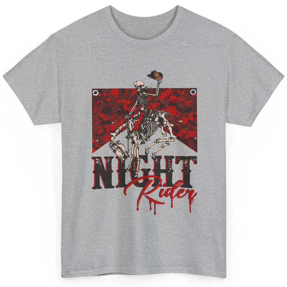 Cowboy Skeleton Bucking Horse Night Rider Western Halloween Classic Unisex T-Shirt