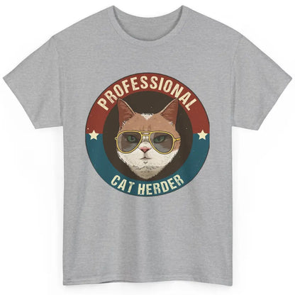 Vintage Cat Glasses Professional Cat Herder Cat Mom Cat Dad Classic Unisex T-Shirt