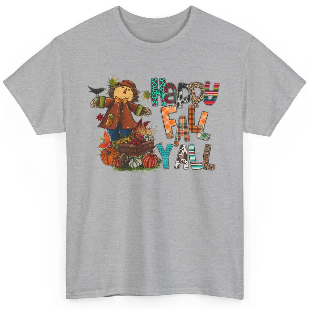 Happy Fall Y'all Leopard Pumpkin Western Autumn Thankful Classic Unisex T-Shirt