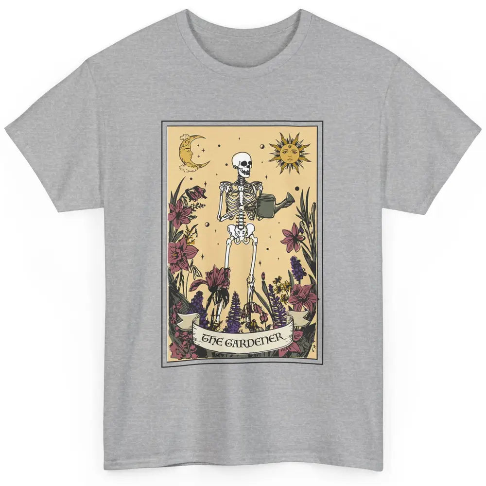 Retro Skeleton The Gardener Tarot Card Plant Lady Halloween Classic Unisex T-Shirt