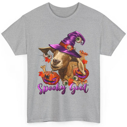 Funny Goat Witch Pumpkin Fall Leaves Halloween Goat Mom Classic Unisex T-Shirt