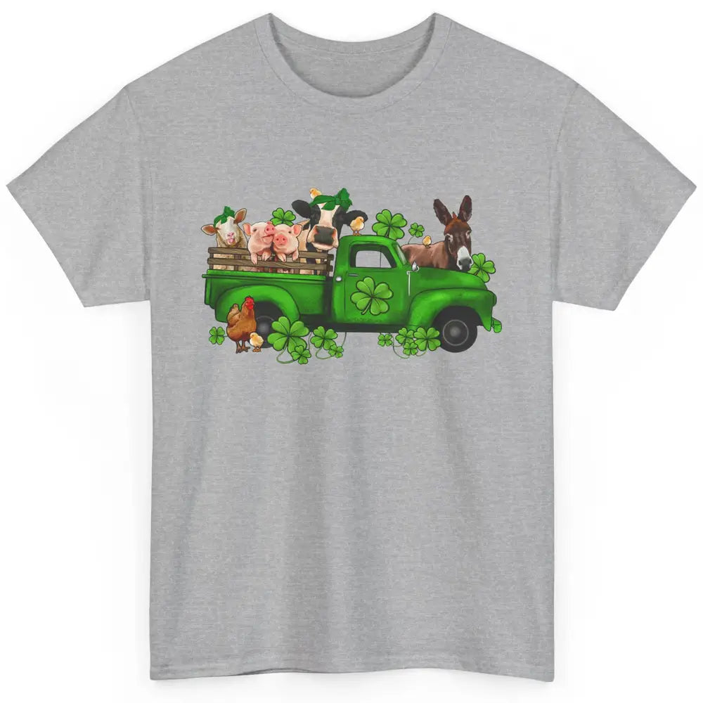 Farm Animals Truck Shamrock Clover St Patricks Day Retro Classic Unisex T-Shirt