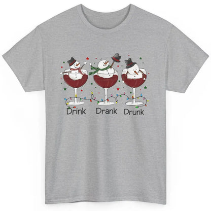 Funny Snowman Wine Christmas Drink Drank Drunk Christmas Classic Unisex T-Shirt