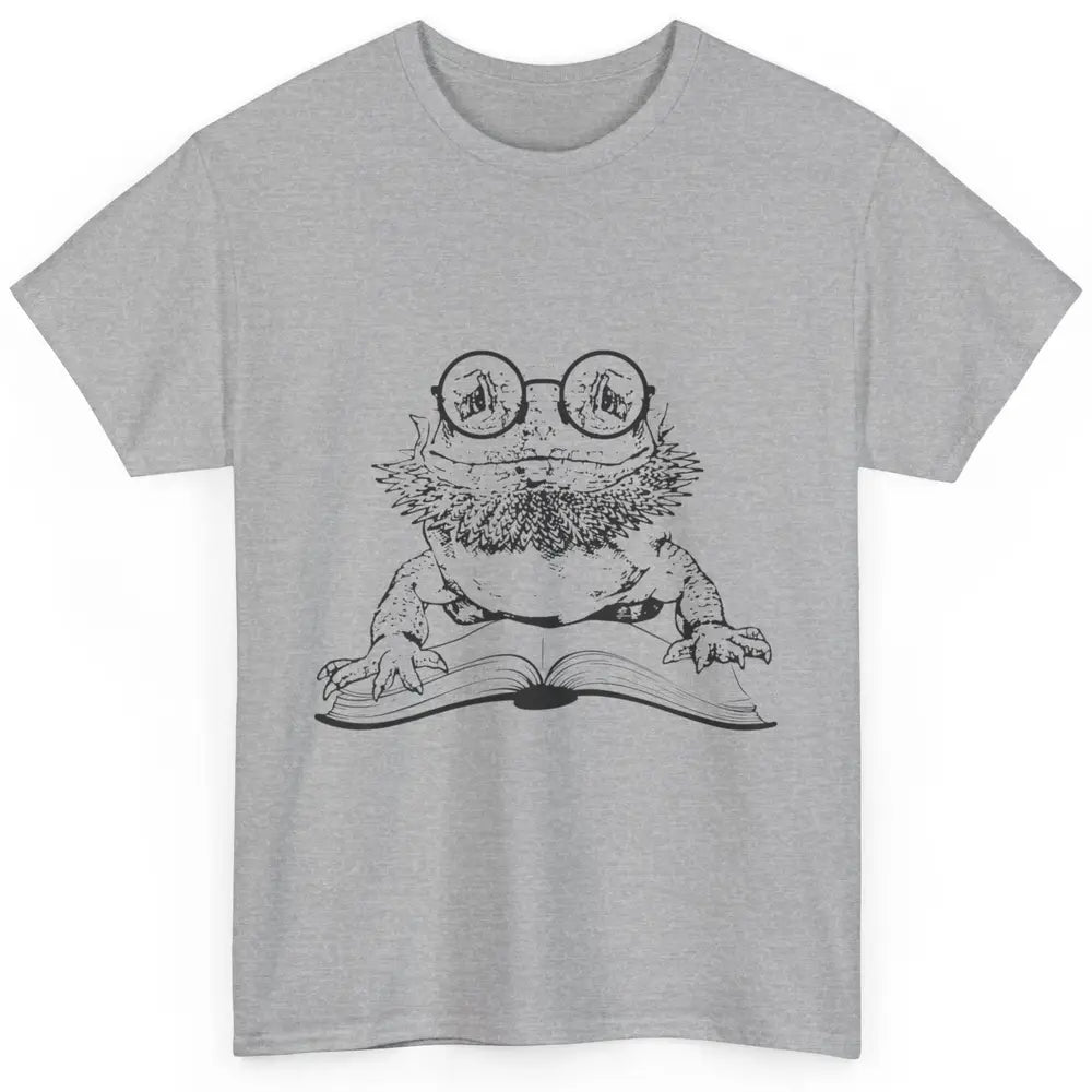 Bearded Dragon Glasses Reading Books Bookworm Funny Animal Classic Unisex T-Shirt