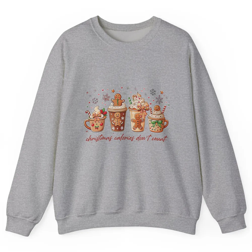 Christmas Calories Not Count Funny Gingerbread Coquette Coffee Xmas Unisex Crewneck Sweatshirt