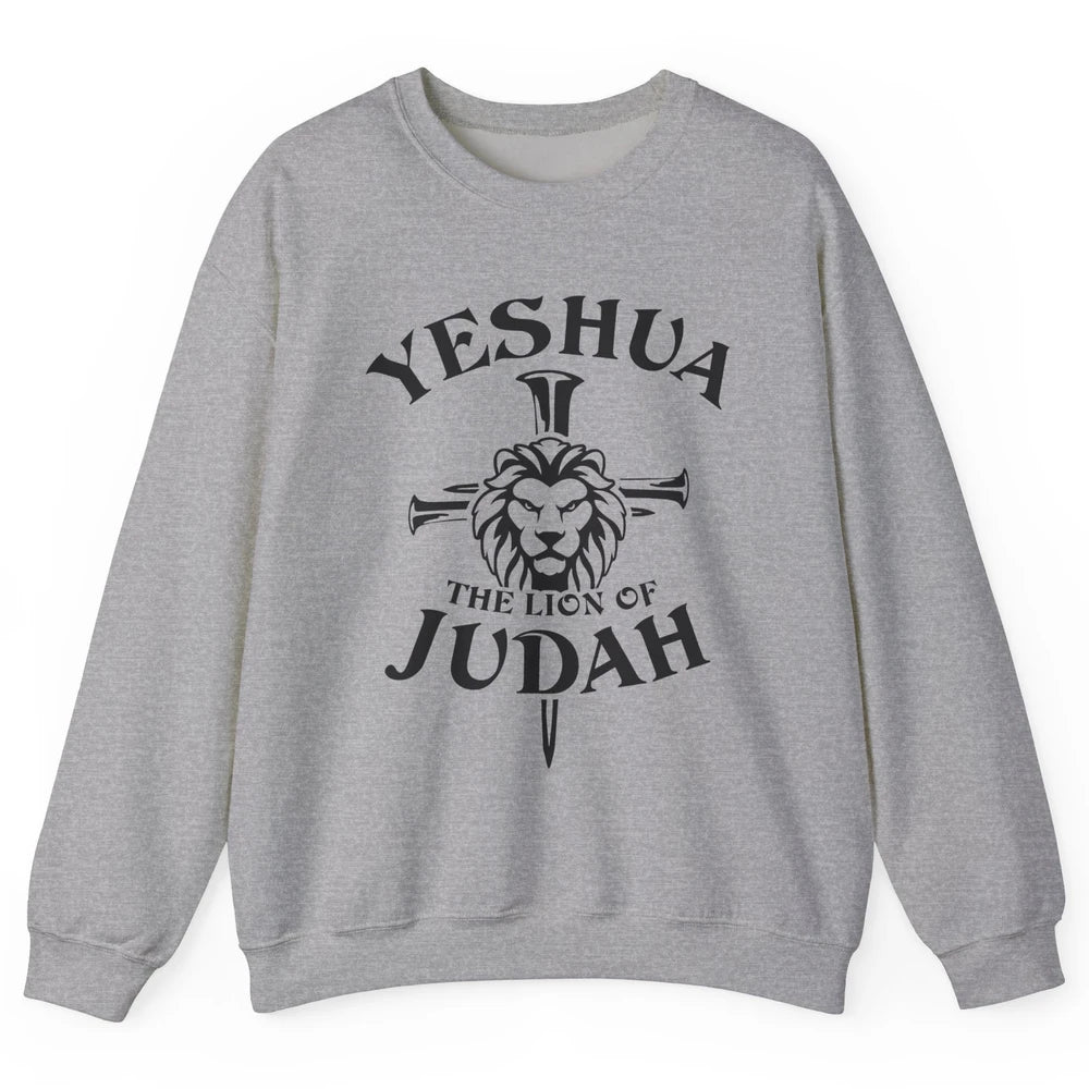 Yeshua Jesus Cross Lion Of Judah Christian Faith Religious Unisex Crewneck Sweatshirt