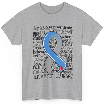 Diabetes Awareness Blue And Gray Ribbon Strong Brave Hope Classic Unisex T-Shirt