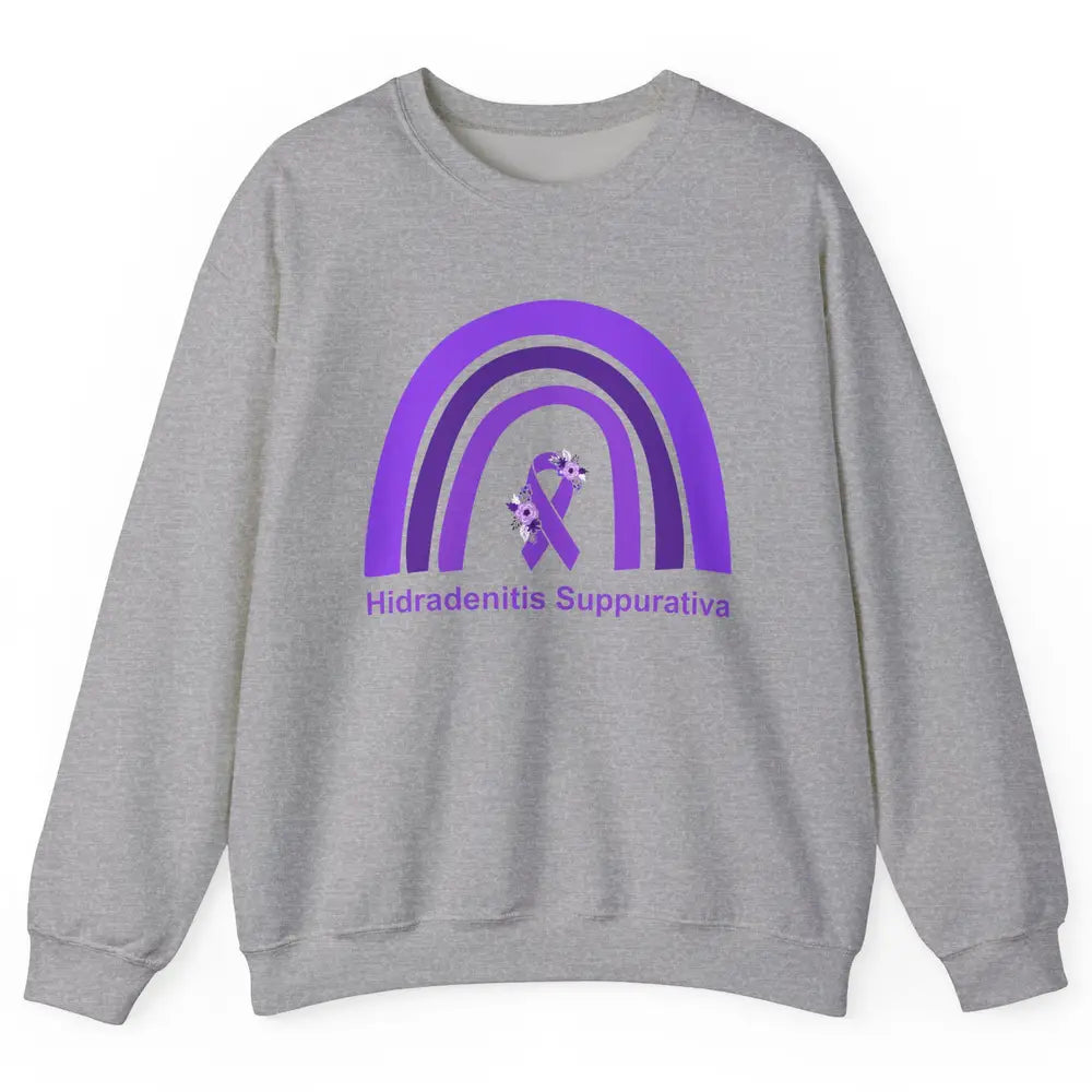 Small Fiber Neuropathy Awareness Floral Purple Rainbow Unisex Crewneck Sweatshirt