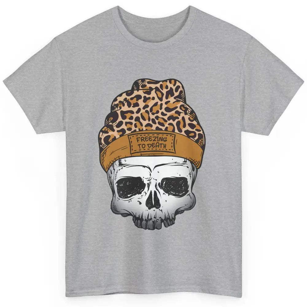 Leopard Skull Freezing To Death Snowflakes Christmas Winter Classic Unisex T-Shirt