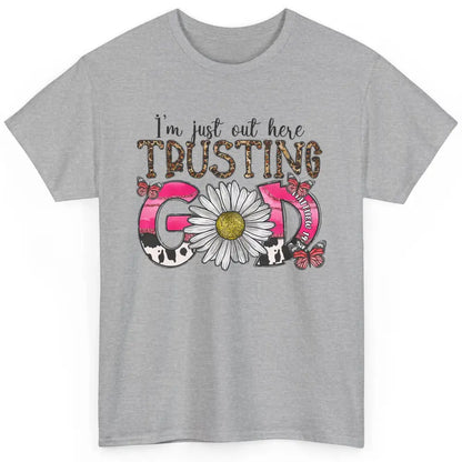 Cowhide Sunflower Out Here Trusting God Western Christian Classic Unisex T-Shirt