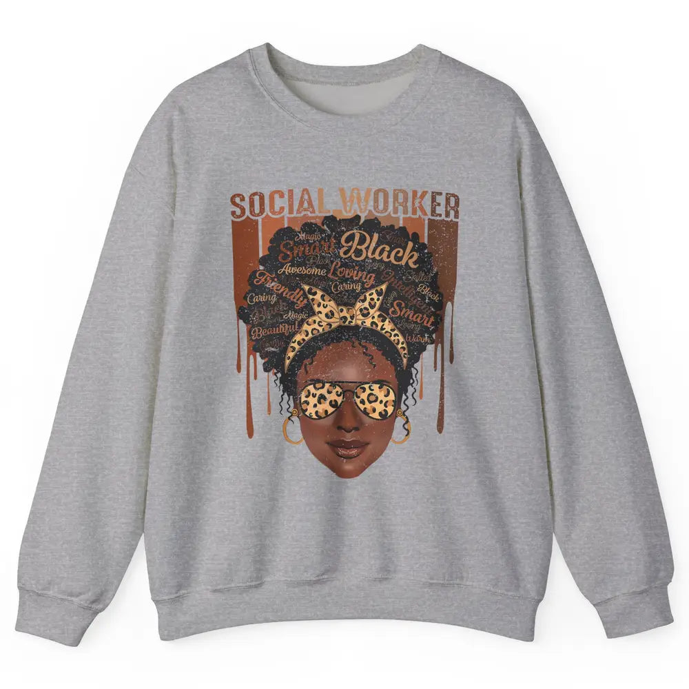 Social Worker Afro Messy Bun African American Social Work Unisex Crewneck Sweatshirt