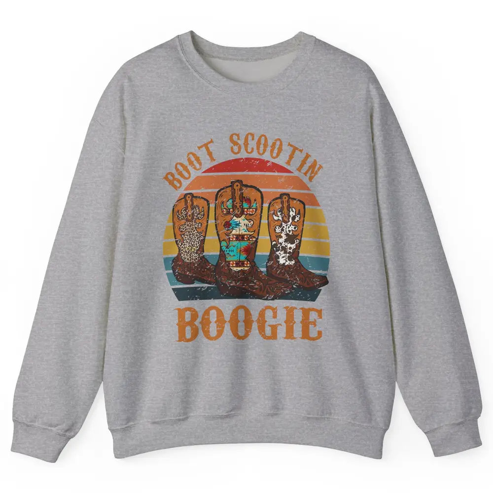 Vintage Cowboy Boots Scooting Boogie Western Country Cowgirl Unisex Crewneck Sweatshirt