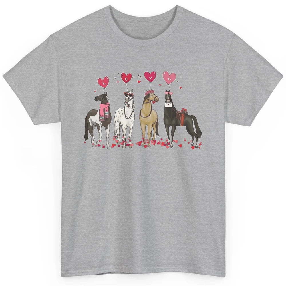 Cute Horse Valentine's Day Horses Cowgirl Rodeo Howdy Western Country Heart Love Balloon Classic Unisex T-Shirt