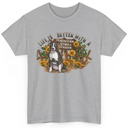 Sunflower Life Is Better With American Pitbull Terrier Mom Classic Unisex T-Shirt