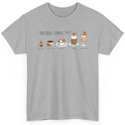 Funny Bulldog Coffee Types Parody Coffee French Bulldog Classic Unisex T-Shirt